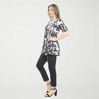 24seven Comfort Apparel Womens Scoop Neck Elbow Sleeve Tunic Top