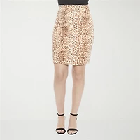 24seven Comfort Apparel Womens Mid Rise Stretch Fabric Pencil Skirt