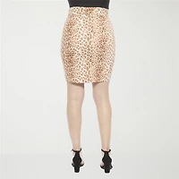 24seven Comfort Apparel Womens Mid Rise Stretch Fabric Pencil Skirt
