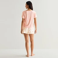 Ambrielle Womens V-Neck Short Sleeve 3-pc. Pajama Set