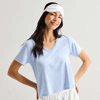 Ambrielle Womens V-Neck Short Sleeve 3-pc. Pajama Set
