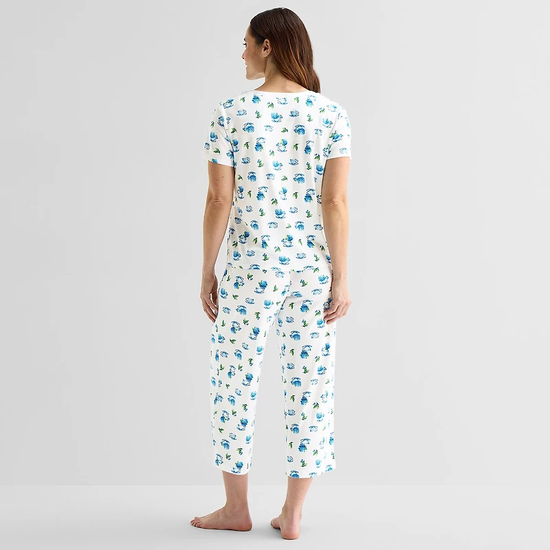 Adonna Womens Short Sleeve 2-pc. Pajama Set