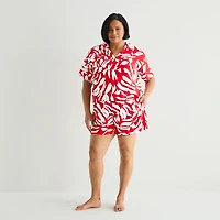 Liz Claiborne Cool and Calm Womens Short Sleeve 2-pc. Plus Pajama Set