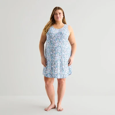 Liz Claiborne Cool and Calm Womens Plus Sleeveless Crew Neck Nightshirt