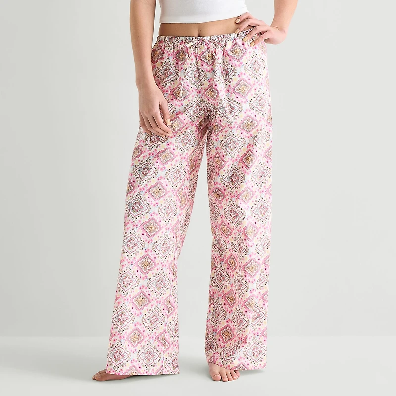 Arizona Womens Juniors Poplin Pajama Pants