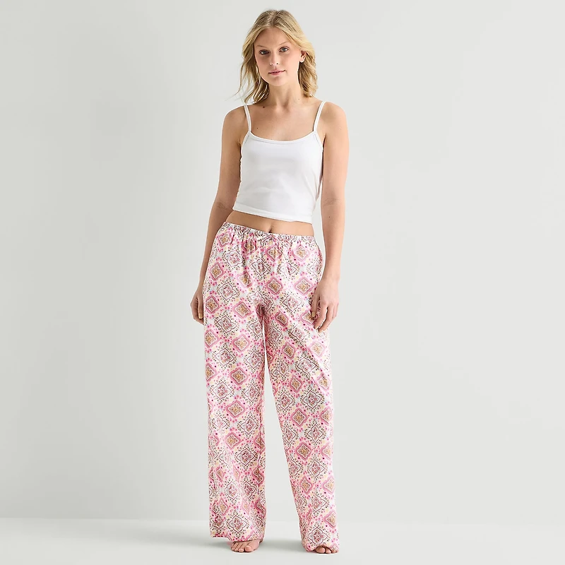 Arizona Womens Juniors Poplin Pajama Pants
