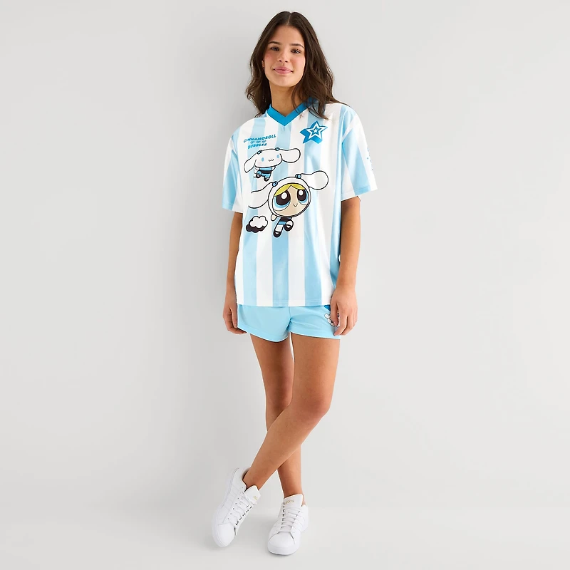Hello Kitty® And Friends X The Powerpuff Girls™ Womens Juniors V Neck Short Sleeve Soccer Jersey