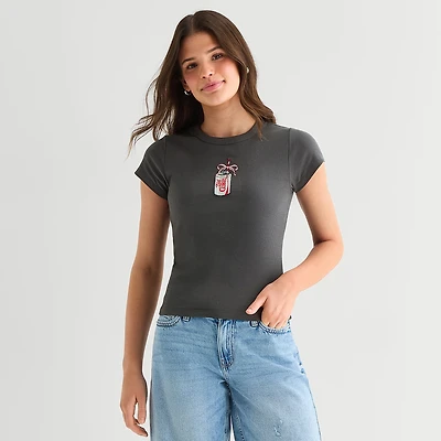 Diet Coke Baby Tee Womens Juniors Crew Neck Short Sleeve Regular Fit Graphic T-Shirt