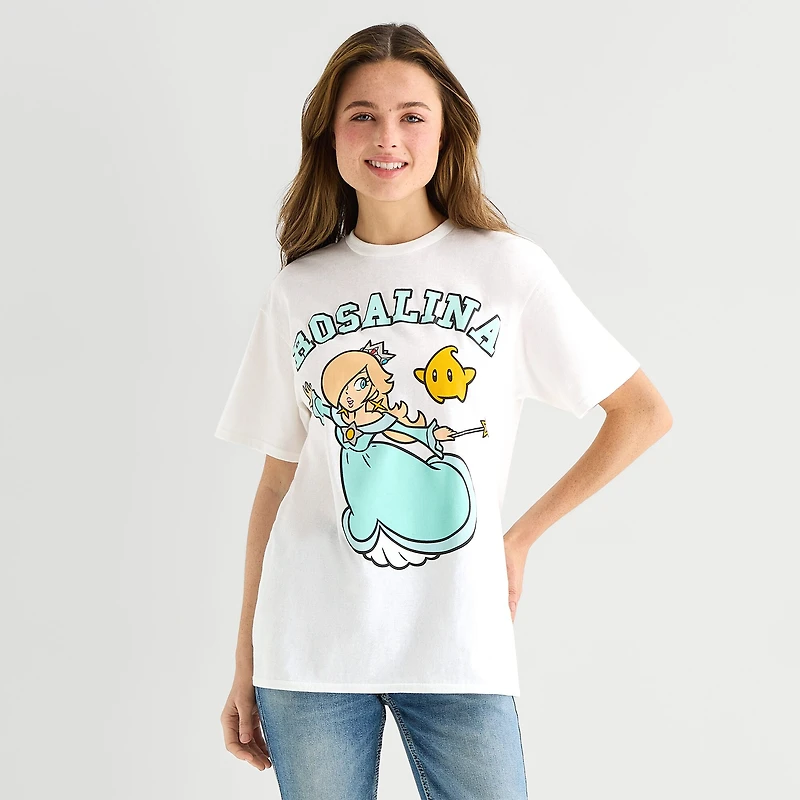 Rosalina Boyfriend Tee Womens Juniors Crew Neck Short Sleeve Graphic T-Shirt