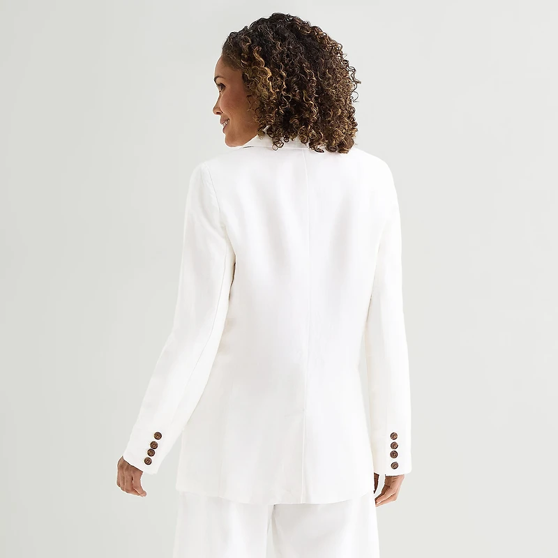Liz Claiborne Linen Womens Classic Fit Blazer