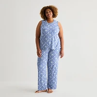 Jaclyn Womens Crew Neck Sleeveless 2-pc. Plus Pajama Set