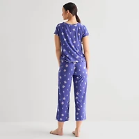Jaclyn Womens Crew Neck Short Sleeve 2-pc. Pajama Set