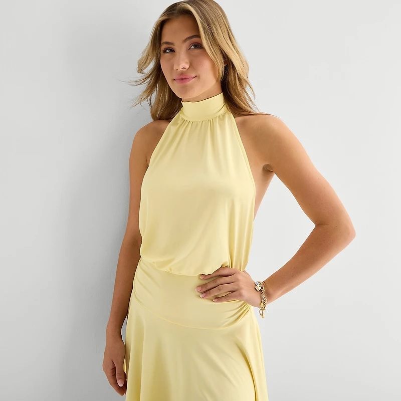 Forever 21 Womens Juniors Halter Neck Sleeveless A-Line Dress