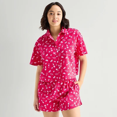 Hope & Wonder Women's History Month Lipstick Printed Short Sleeve Regular Fit Pajama Top