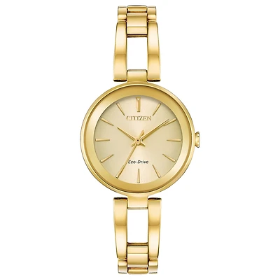 Citizen Axiom Womens Gold Tone Stainless Steel Bangle Watch Em0638-50p