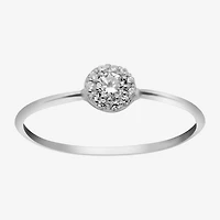 Itsy Bitsy Womens Cubic Zirconia Sterling Silver Delicate Band