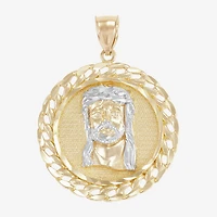 Jesus Head Mens 10K Gold Round Pendant
