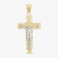 Crucifix Mens 14K Two Tone Gold Cross Pendant