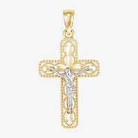 Crucifix Unisex Adult 14K Two Tone Gold Cross Pendant