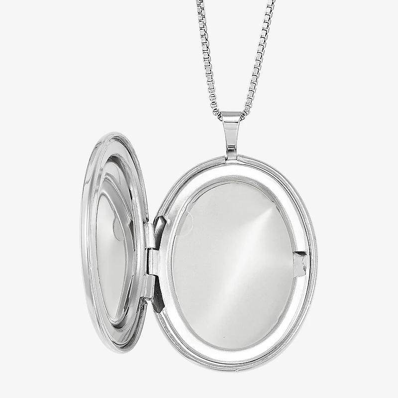 Womens Sterling Silver 18 Inch Locket Necklace