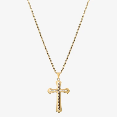 Shaquille O'Neal XLG™ Mens White Cubic Zirconia Stainless Steel Cross 24 Inch Pendant Necklace