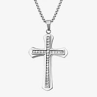 Shaquille O'Neal XLG™ Mens White Cubic Zirconia Stainless Steel Cross 24 Inch Pendant Necklace