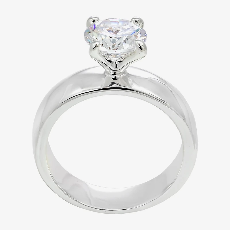 Sparkle Allure Womens Cubic Zirconia Pure Silver Over Brass Round Solitaire Engagement Ring