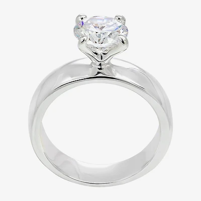 Sparkle Allure Womens Cubic Zirconia Pure Silver Over Brass Round Solitaire Engagement Ring