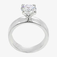 Sparkle Allure Womens Cubic Zirconia Pure Silver Over Brass Round Solitaire Engagement Ring