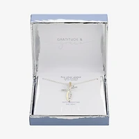 Gratitude & Grace Womens Cubic Zirconia Pure Silver Over Brass Cross 16 Inch Pendant Necklace