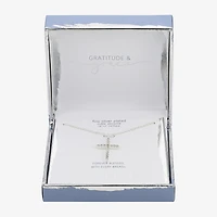 Gratitude & Grace Womens Cubic Zirconia Pure Silver Over Brass Cross 16 Inch Pendant Necklace