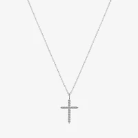 Gratitude & Grace Womens Cubic Zirconia Pure Silver Over Brass Cross 16 Inch Pendant Necklace