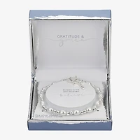 Gratitude & Grace Believe Womens Crystal Cross Beaded Bracelet