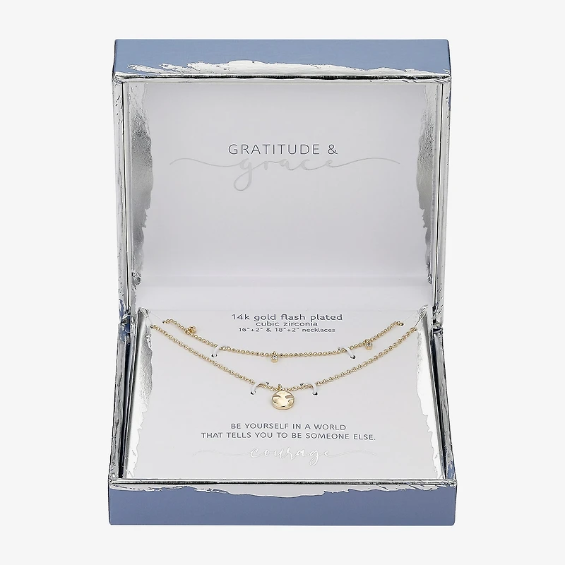 Gratitude & Grace Womens Cubic Zirconia Pure Silver Over Brass 2-pc. Necklace Set