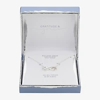 Gratitude & Grace Womens Cubic Zirconia Pure Silver Over Brass Heart Infinity 16 Inch Pendant Necklace