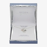 Gratitude & Grace Womens Crystal Pure Silver Over Brass Angel Heart 16 Inch Pendant Necklace