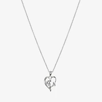 Gratitude & Grace Family Womens Cubic Zirconia Pure Silver Over Brass Heart 16 Inch Pendant Necklace