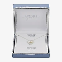 Gratitude & Grace Mom Womens Cubic Zirconia Pure Silver Over Brass Heart 16 Inch Pendant Necklace