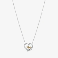Gratitude & Grace Mom Womens Cubic Zirconia Pure Silver Over Brass Heart 16 Inch Pendant Necklace