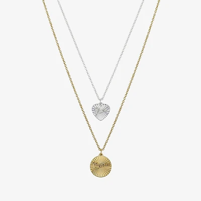 Sparkle Allure Womens Pure Silver Over Brass 2-pc. Necklace Set