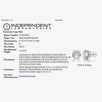 Ever Star 3 CT. T.W. Lab-Grown ( G/SI1-SI2 ) Diamond 14K Gold Round Stud Earrings