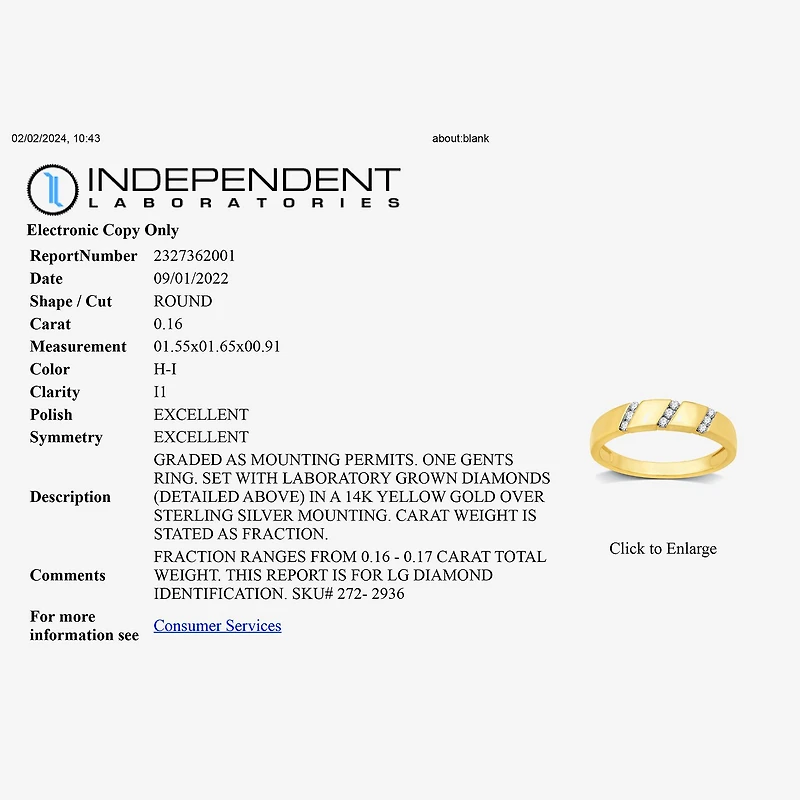 I Said Yes (H-I / I1) 1/6 CT. T.W. Lab Grown White Diamond Sterling Silver or 14K Gold Over Wedding Band