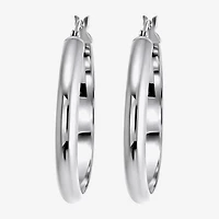 Womens Sterling Silver 31mm Round Hoop Earrings