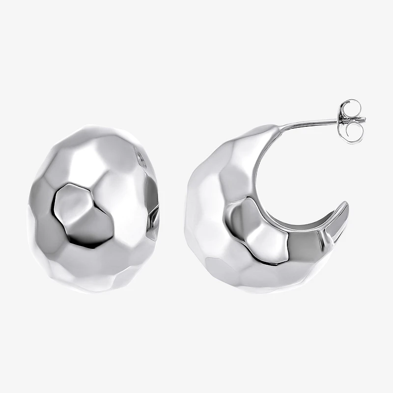 Womens Cubic Zirconia Sterling Silver 23mm Round Hoop Earrings