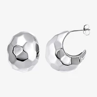 Womens Cubic Zirconia Sterling Silver 23mm Round Hoop Earrings