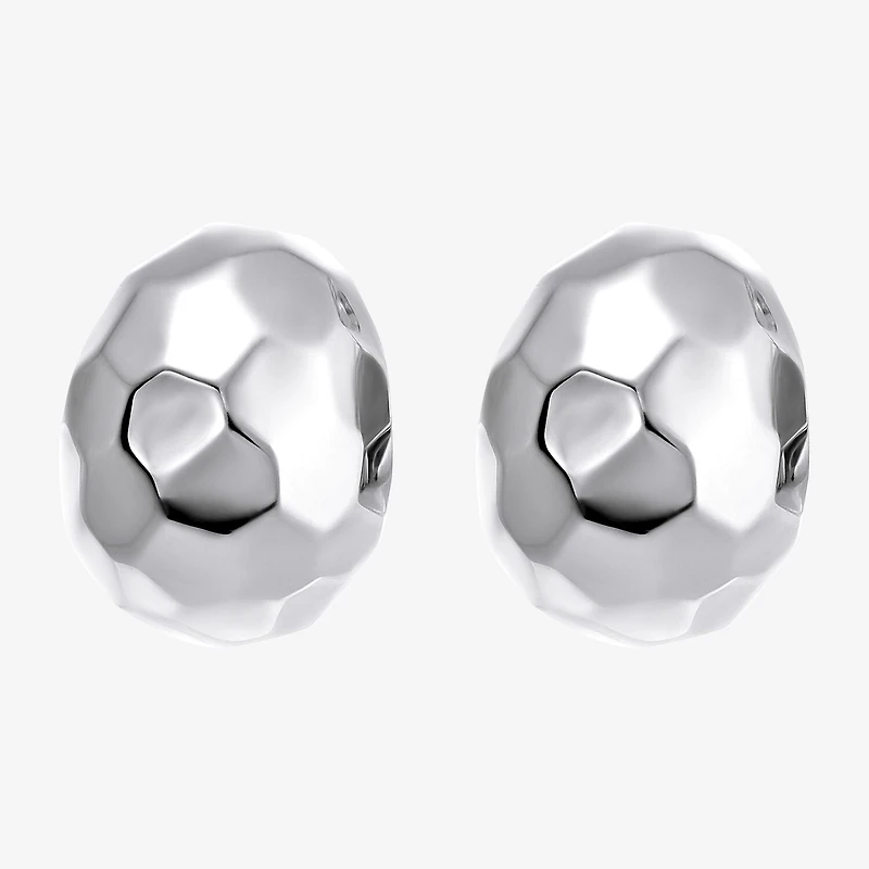 Womens Cubic Zirconia Sterling Silver 23mm Round Hoop Earrings