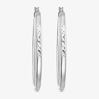 Womens Sterling Silver 45mm Round Hoop Earrings