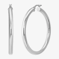 Womens Sterling Silver 44.5mm Round Hoop Earrings