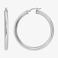 Womens Sterling Silver 44.5mm Round Hoop Earrings