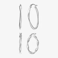 Womens Sterling Silver Round Pair Earring Set